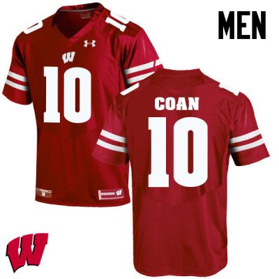 Men's Wisconsin Badgers NCAA #10 Jack Coan Red Authentic Under Armour Stitched College Football Jersey IY31T15VX